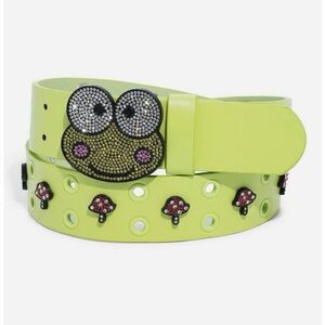 Keroppi and Mushroom Embellished Green Belt Hello Kitty